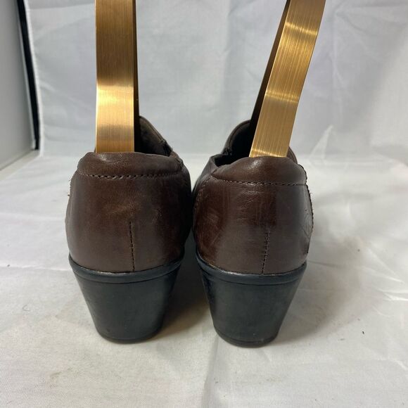 Clarks Bendables Loafer Shoes Women's 8m Brown Leather Slip On 2.25" Heel - Picture 3 of 8